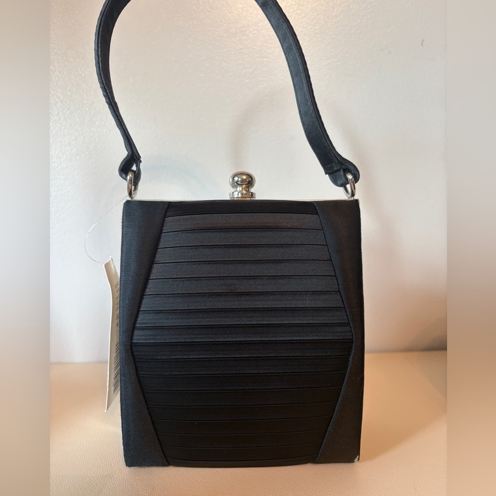 🍀Preston & York Black Satin Handbag NWT w/callout